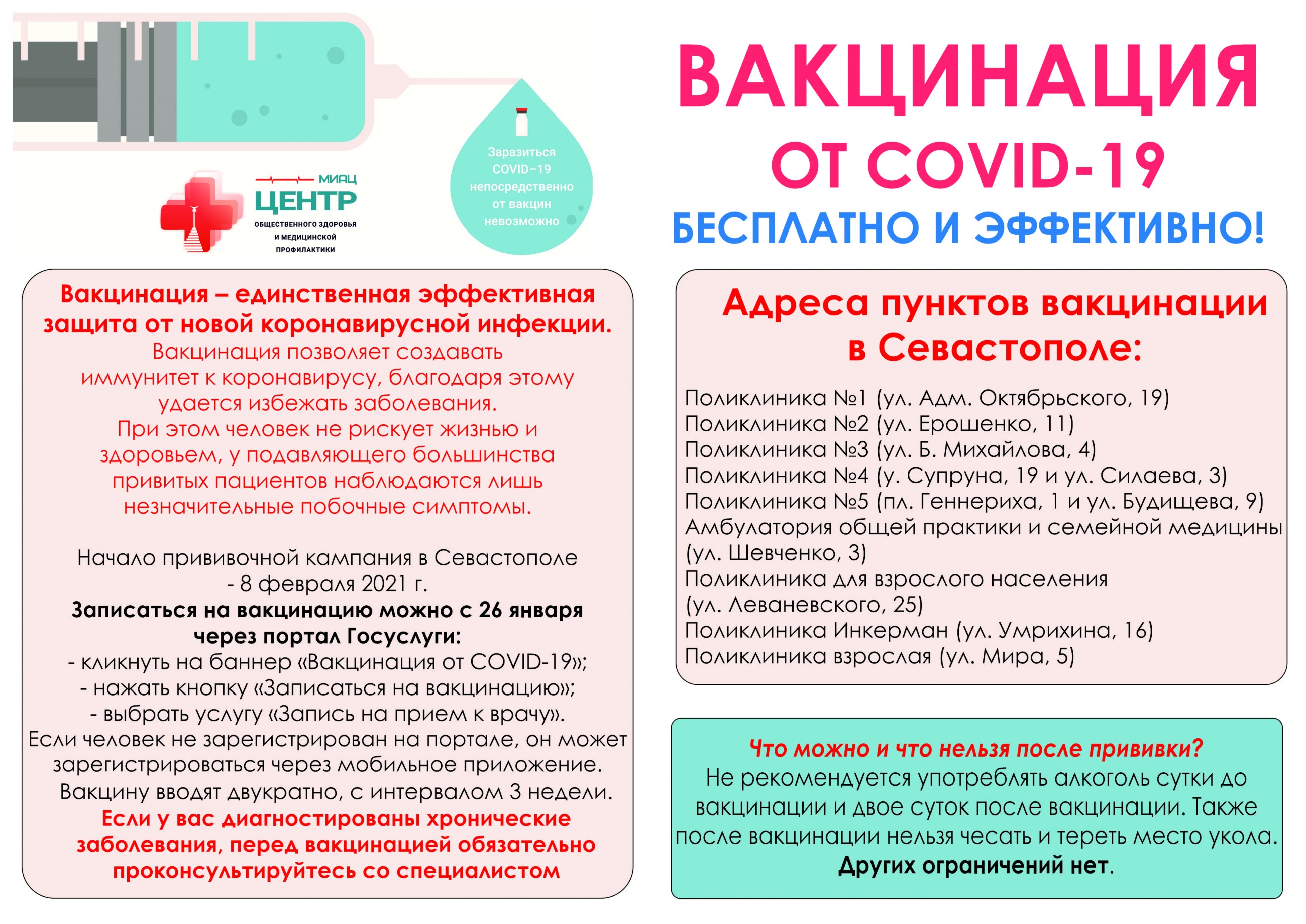 Вакцинация от COVID-19: бесплатно и эффективно!